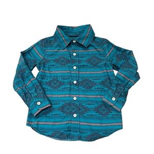 OshKosh B'gosh Teal Aztec-Pattern Button-Down Shirt